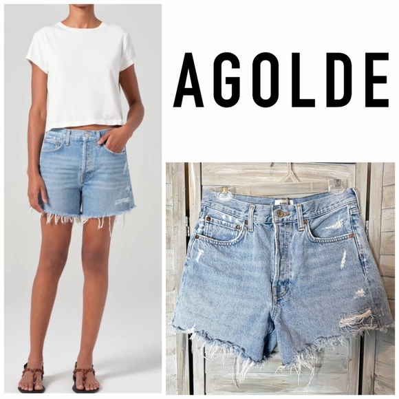 Agolde Pants - Agolde Parker Long denim blue jeans shorts in Swapmeet size 26 style A9010-811
